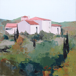 paysage provençal, mas et forêt, format carré